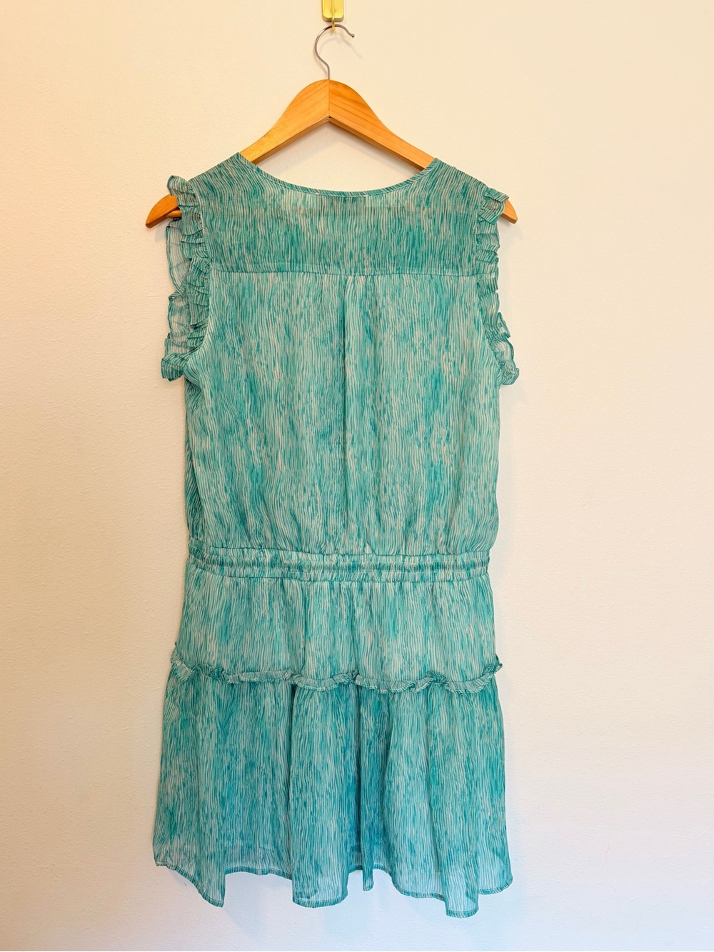 Pinch Aqua Ruffle Tiered Mini Dress Size Large Boho Resort Style Dress - Picture 4 of 6